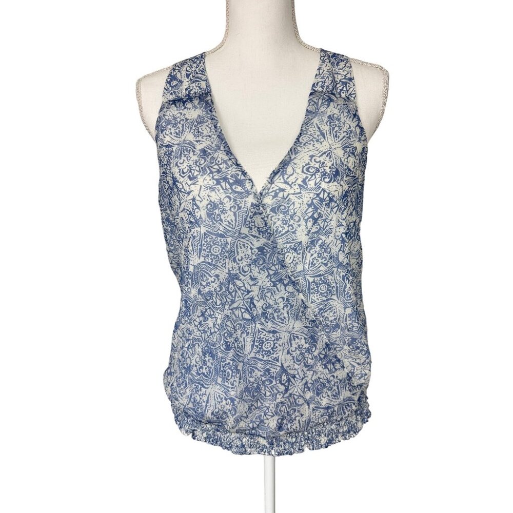 Lucky Brand Womens Blue Boho Geometric Print Sleeveless Top Size M